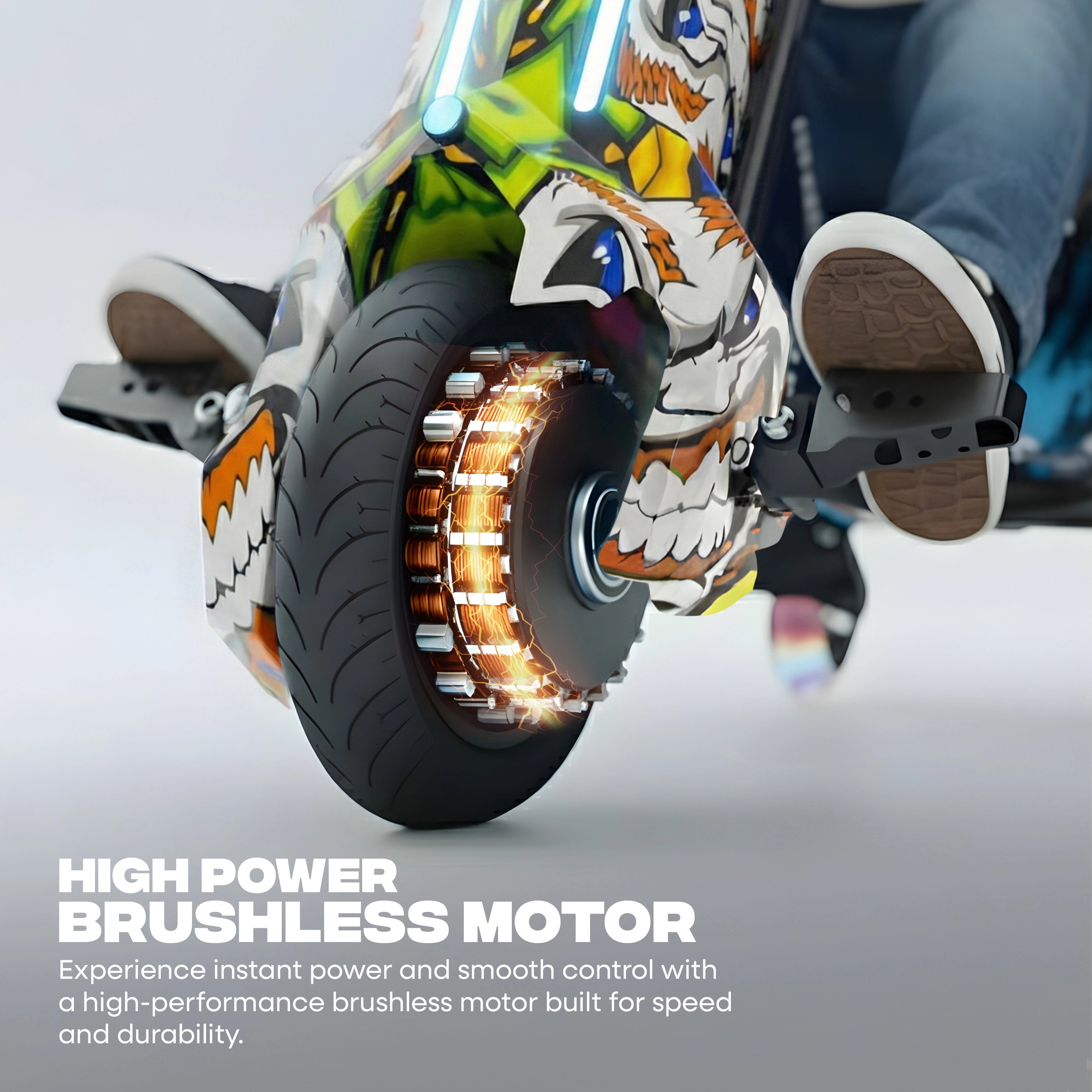 TYGATEC T9 3 WHEEL ELECTRIC 360 DRIFTER FOR KIDS AND ADULTS WITH LED LIGHT AND BLUETOOTH (Extreme Ed-hardy color)