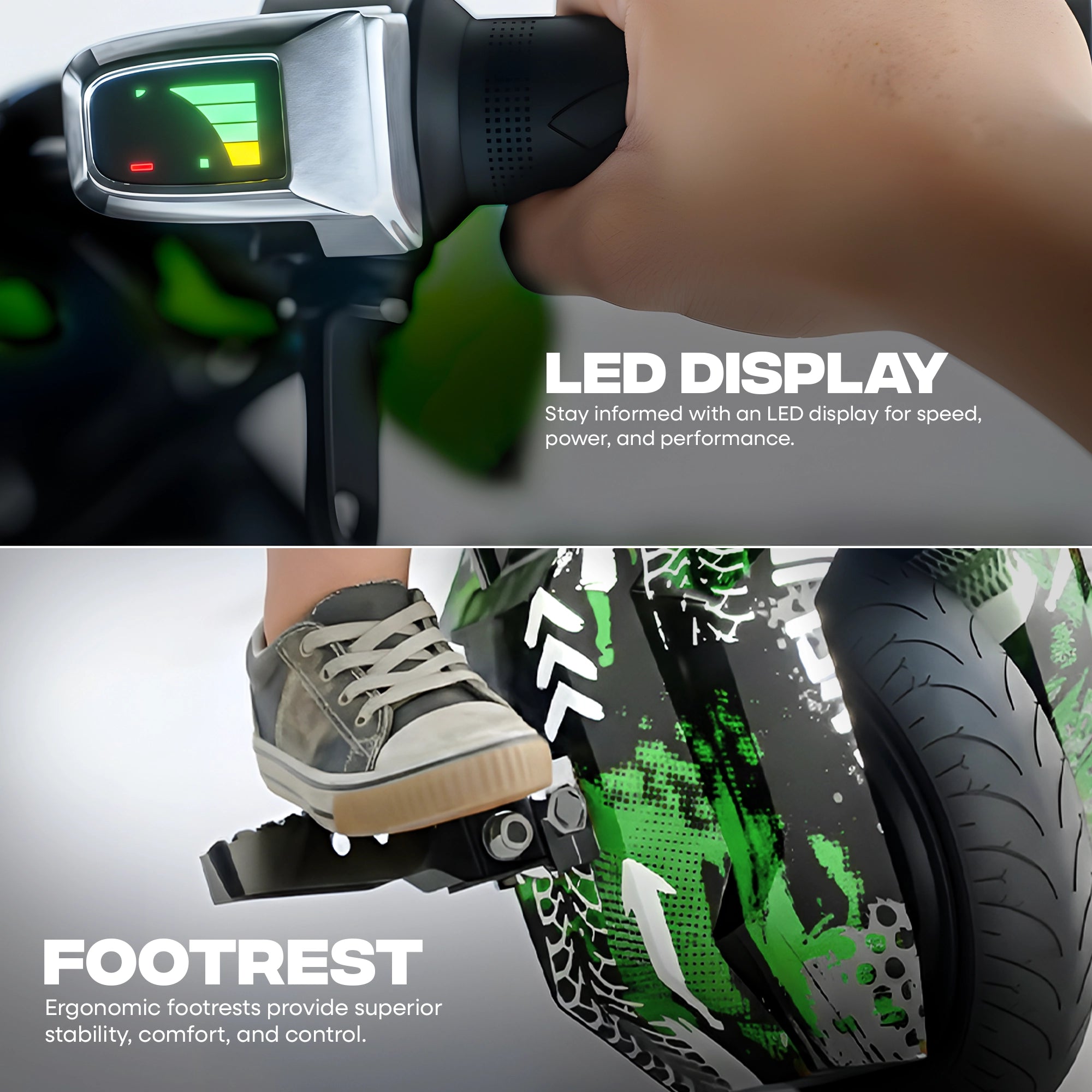 TYGATEC T9 3 WHEEL ELECTRIC 360 DRIFTER FOR KIDS AND ADULTS WITH LED LIGHT AND BLUETOOTH (Extreme Green color)