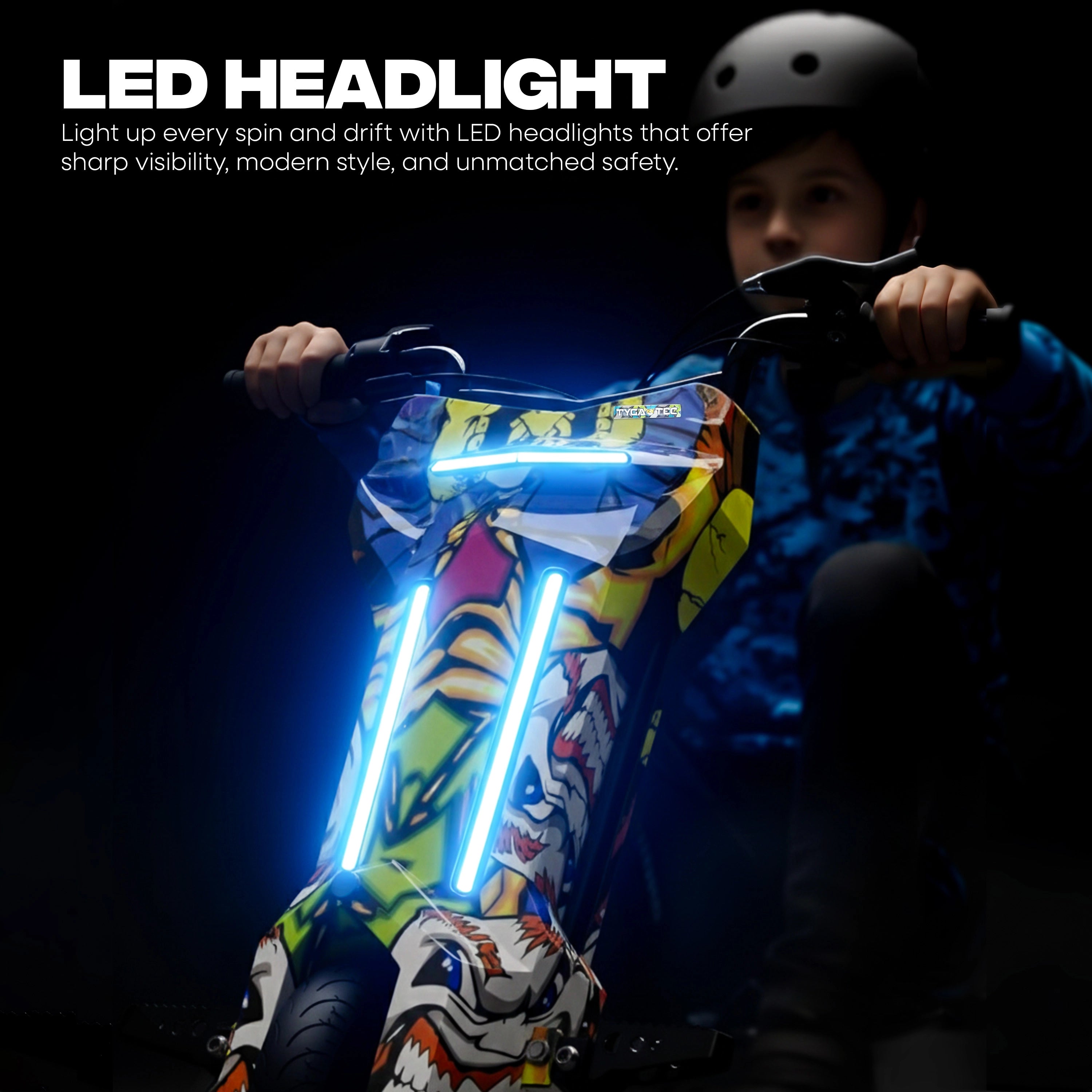 TYGATEC T9 3 WHEEL ELECTRIC 360 DRIFTER FOR KIDS AND ADULTS WITH LED LIGHT AND BLUETOOTH (Extreme Ed-hardy color)
