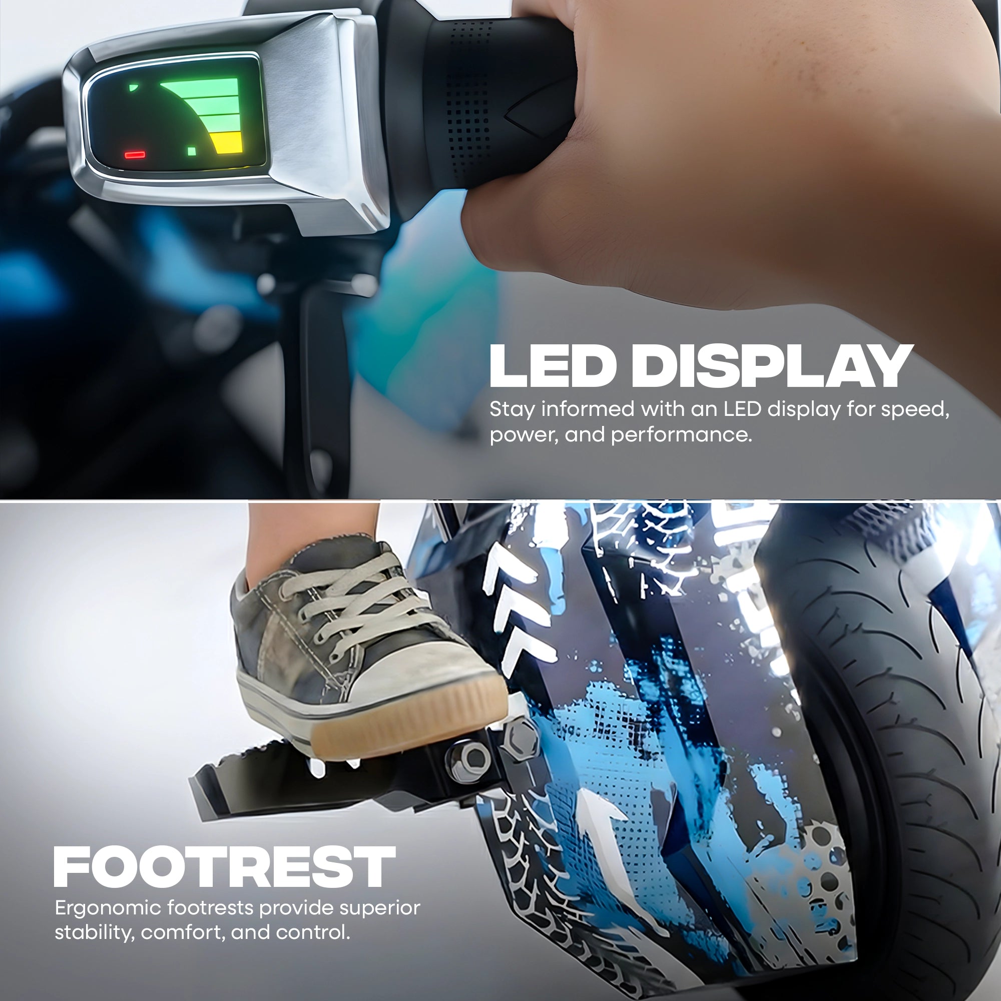 TYGATEC T9 3 WHEEL ELECTRIC 360 DRIFT SCOOTER FOR KIDS AND ADULTS WITH LED LIGHT AND BLUETOOTH (Extreme Blue color)