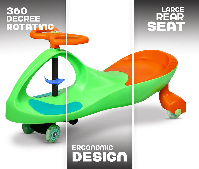 360-Degree Steering Rotation & Large Wide Seat