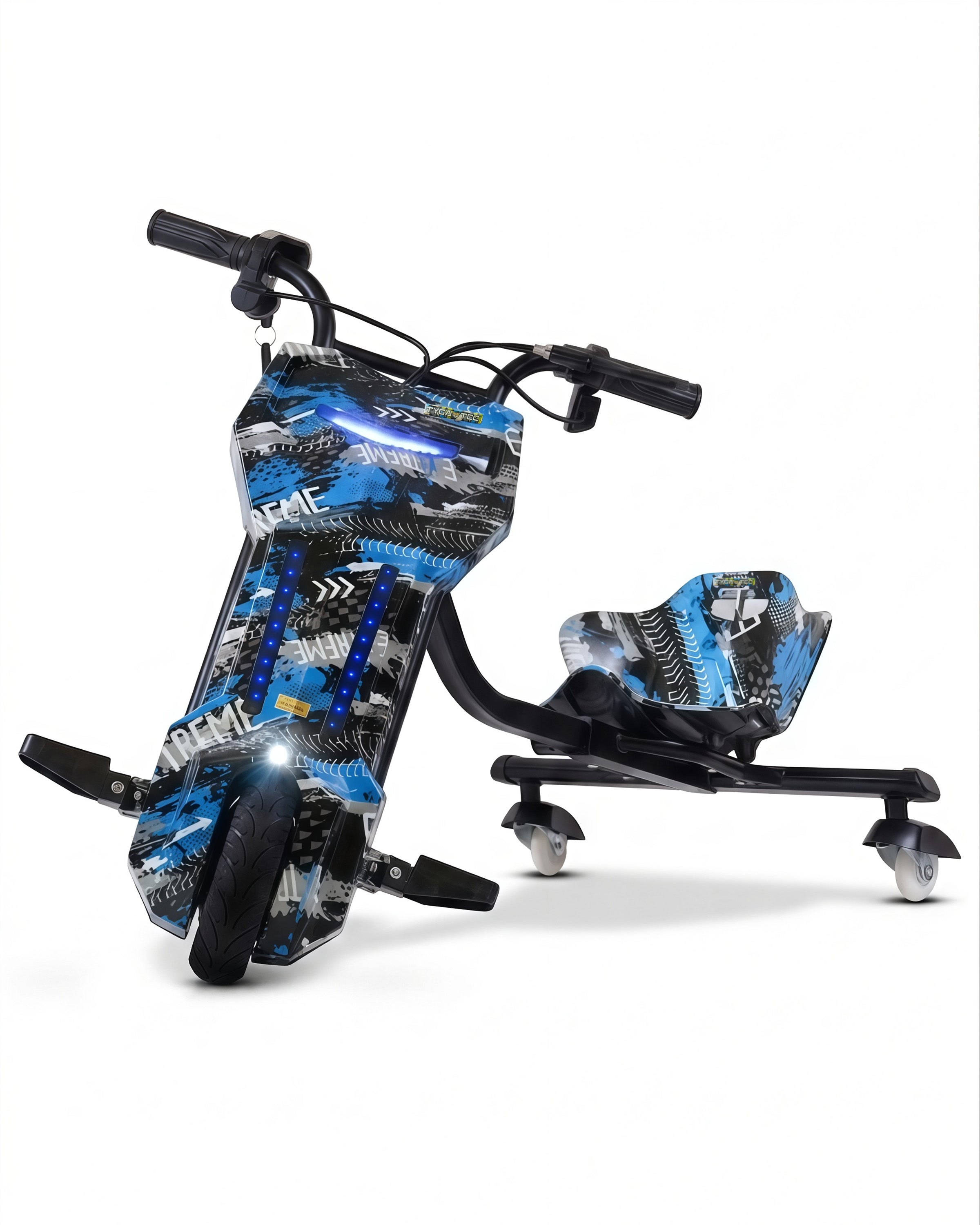 TYGATEC T9 3 WHEEL ELECTRIC 360 DRIFT SCOOTER FOR KIDS AND ADULTS WITH LED LIGHT AND BLUETOOTH (Extreme Blue color)