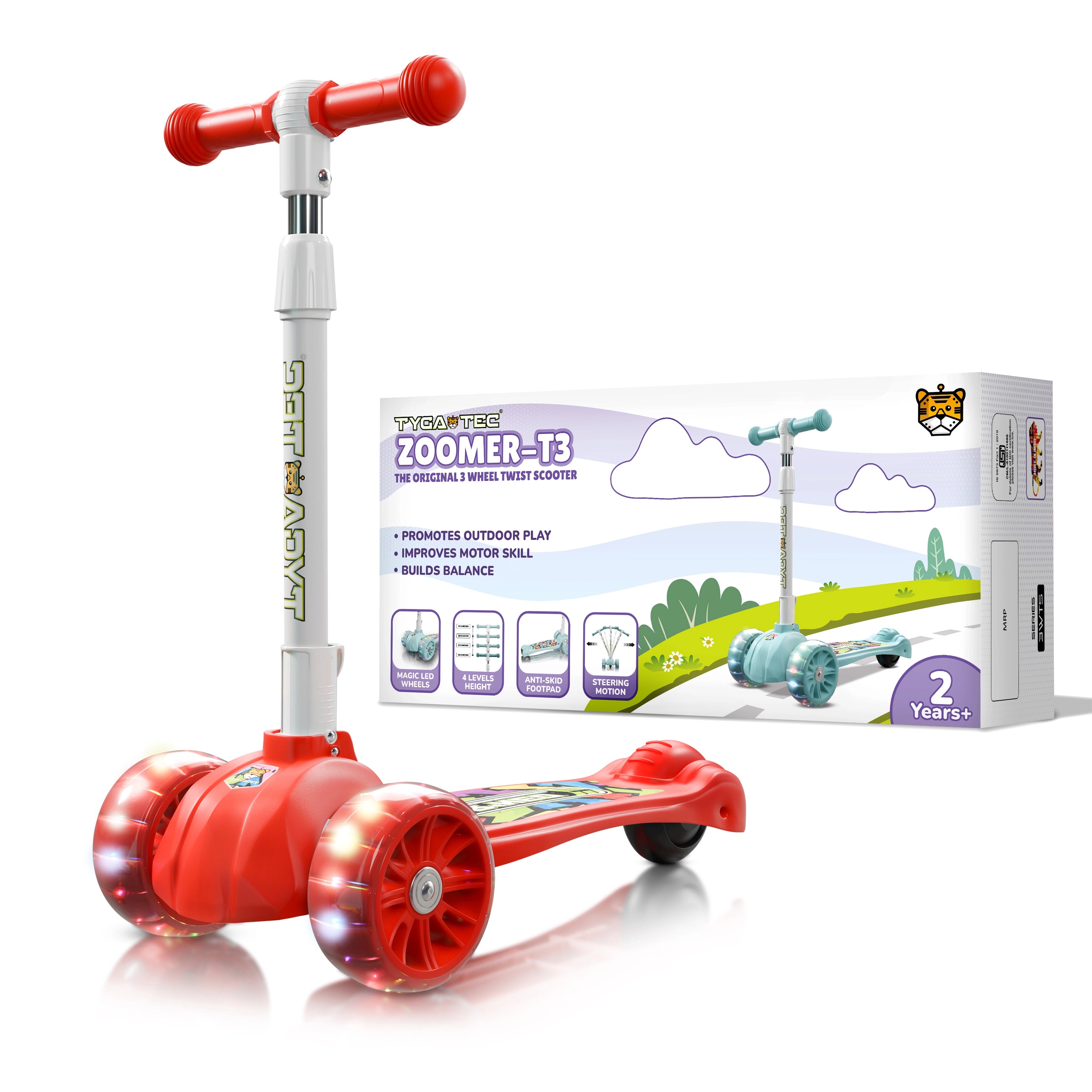 Tygatec Zoomer 3 wheel ( Color Red )