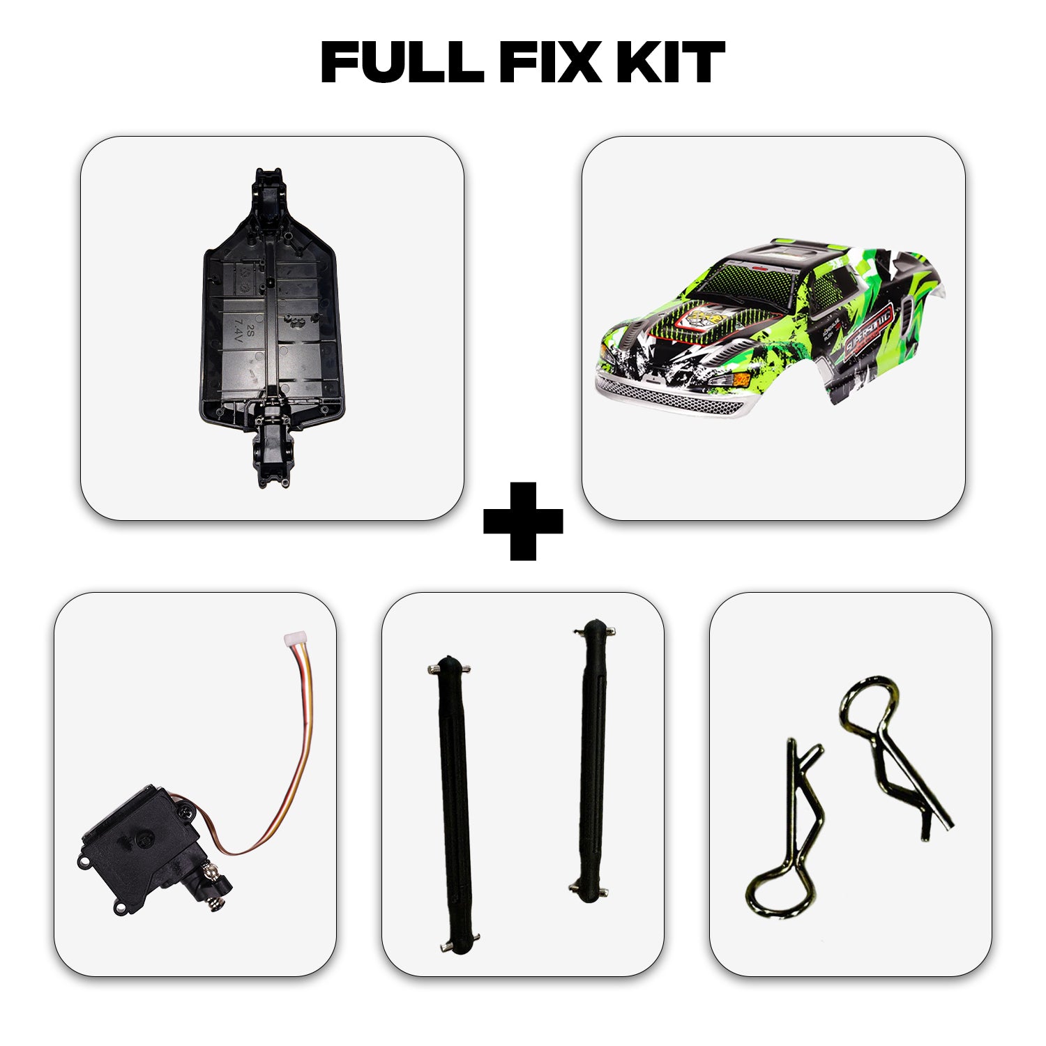 SUPERSONIC FULL FIX KIT (Chessy Frame, Body shell cover, Servo, Rear Axcel, Locking clips)