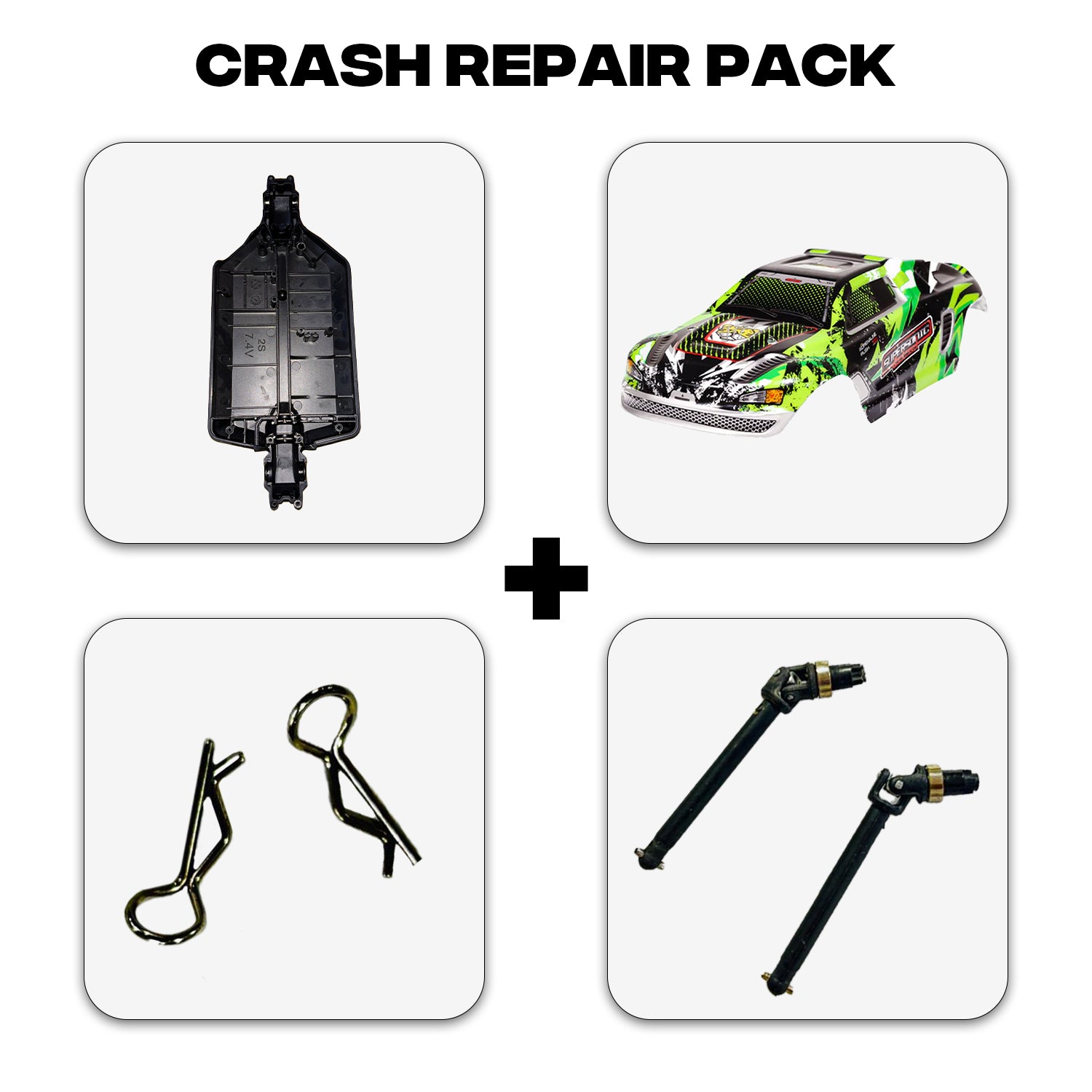 SUPERSONIC CRASH REPAIR PACK (Chessy Frame, Body shell cover, Locking clips, Front axcel)
