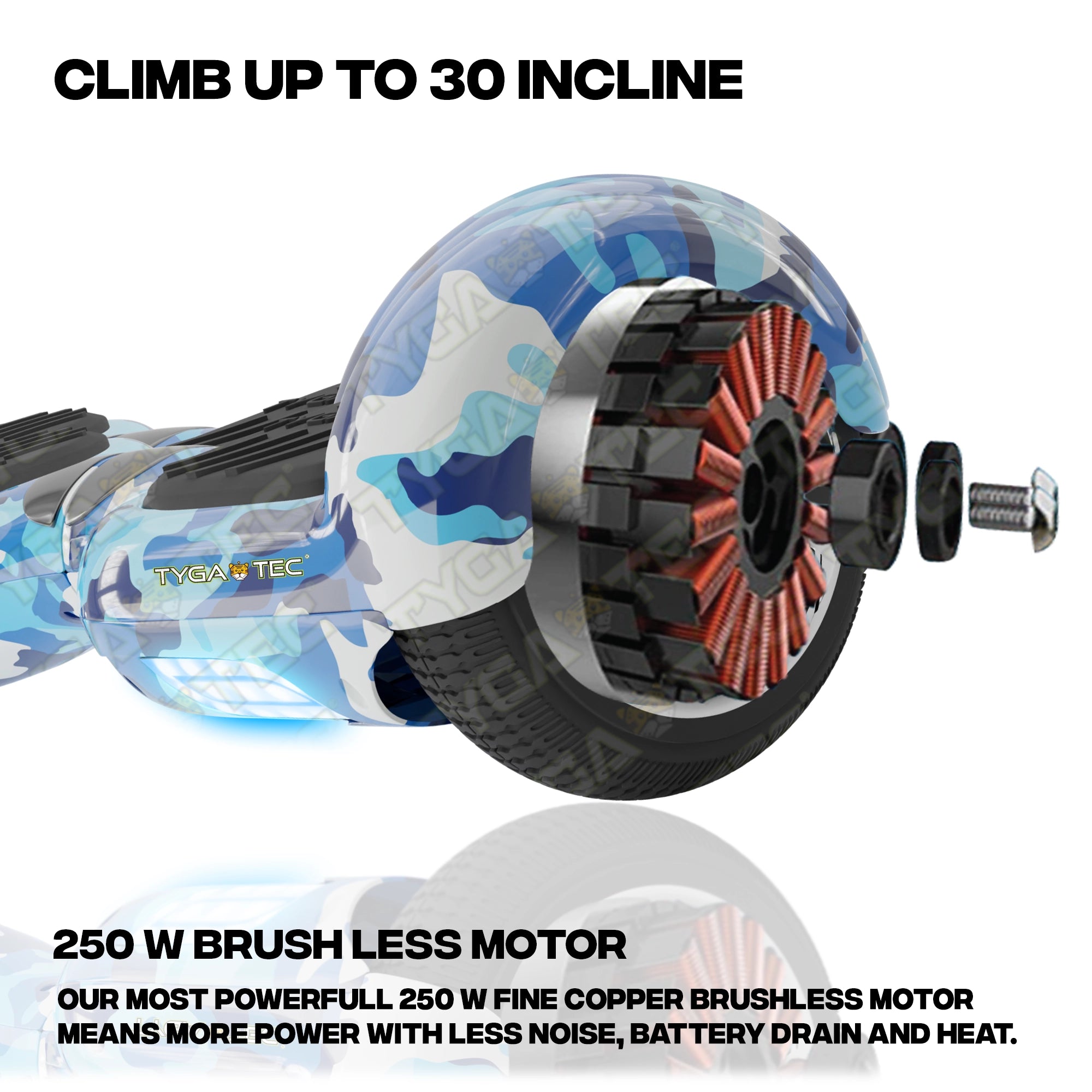 TYGATEC T2 + Auto Balancing Hoverboard App Connectivity - Military Blue