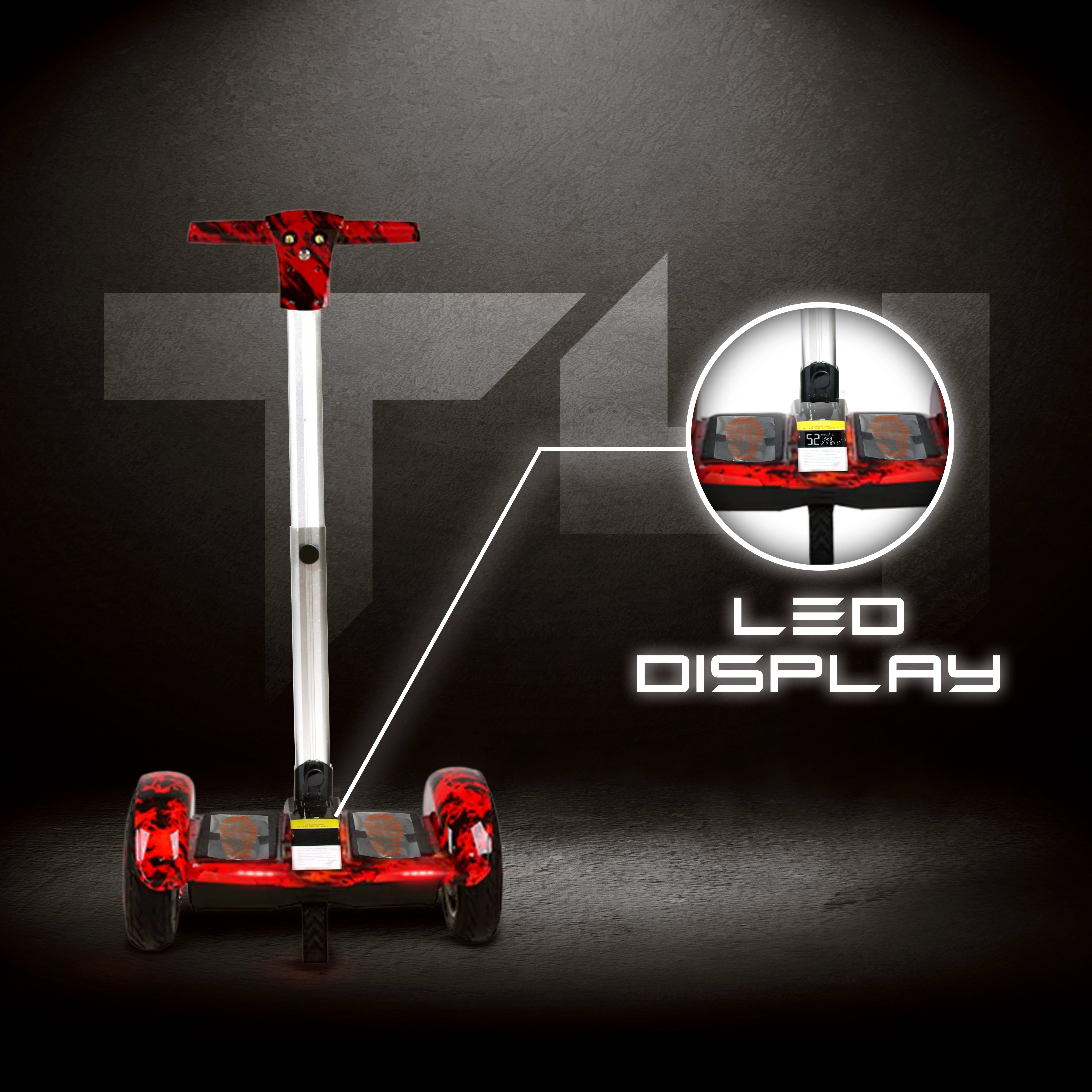 TYGATEC T4 Self Balancing Hoverboard with Handle (Red Fire)