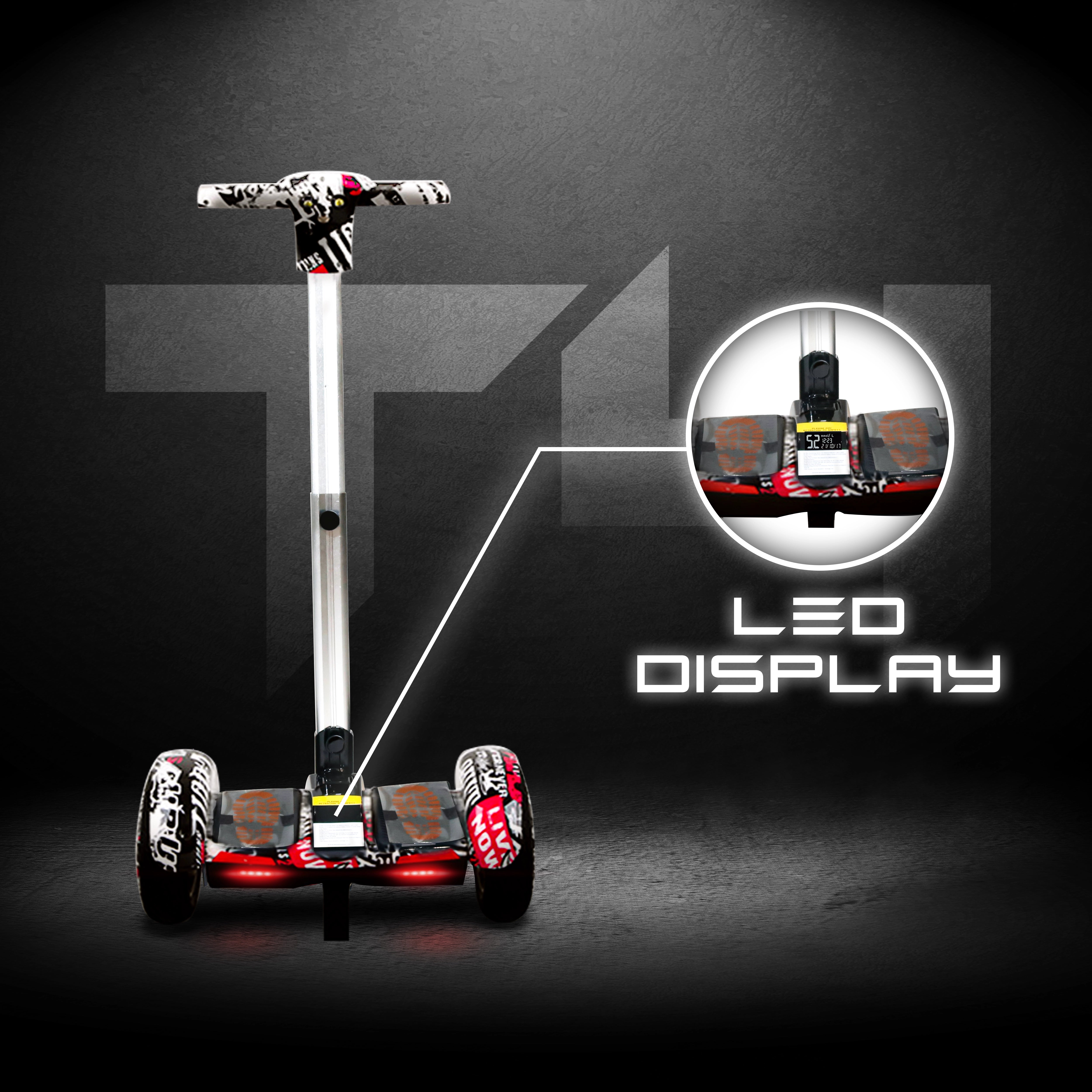 TYGATEC T4 Self Balancing Hoverboard with Handle (white multi)