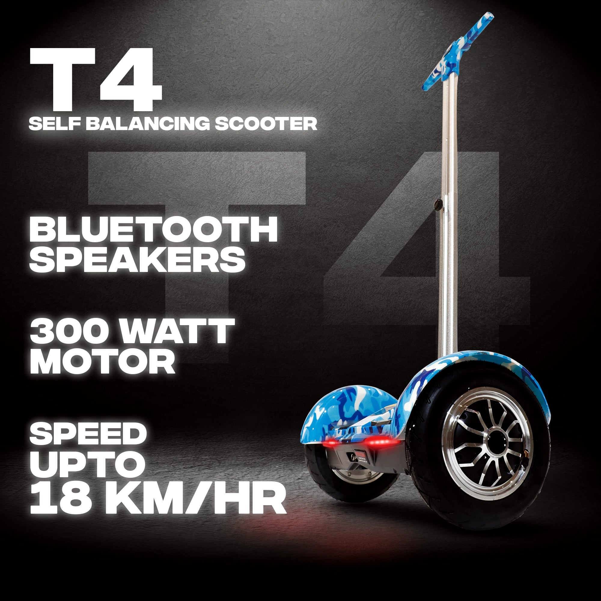 TYGATEC T4 Self Balancing Hoverboard with Handle (Military Blue)