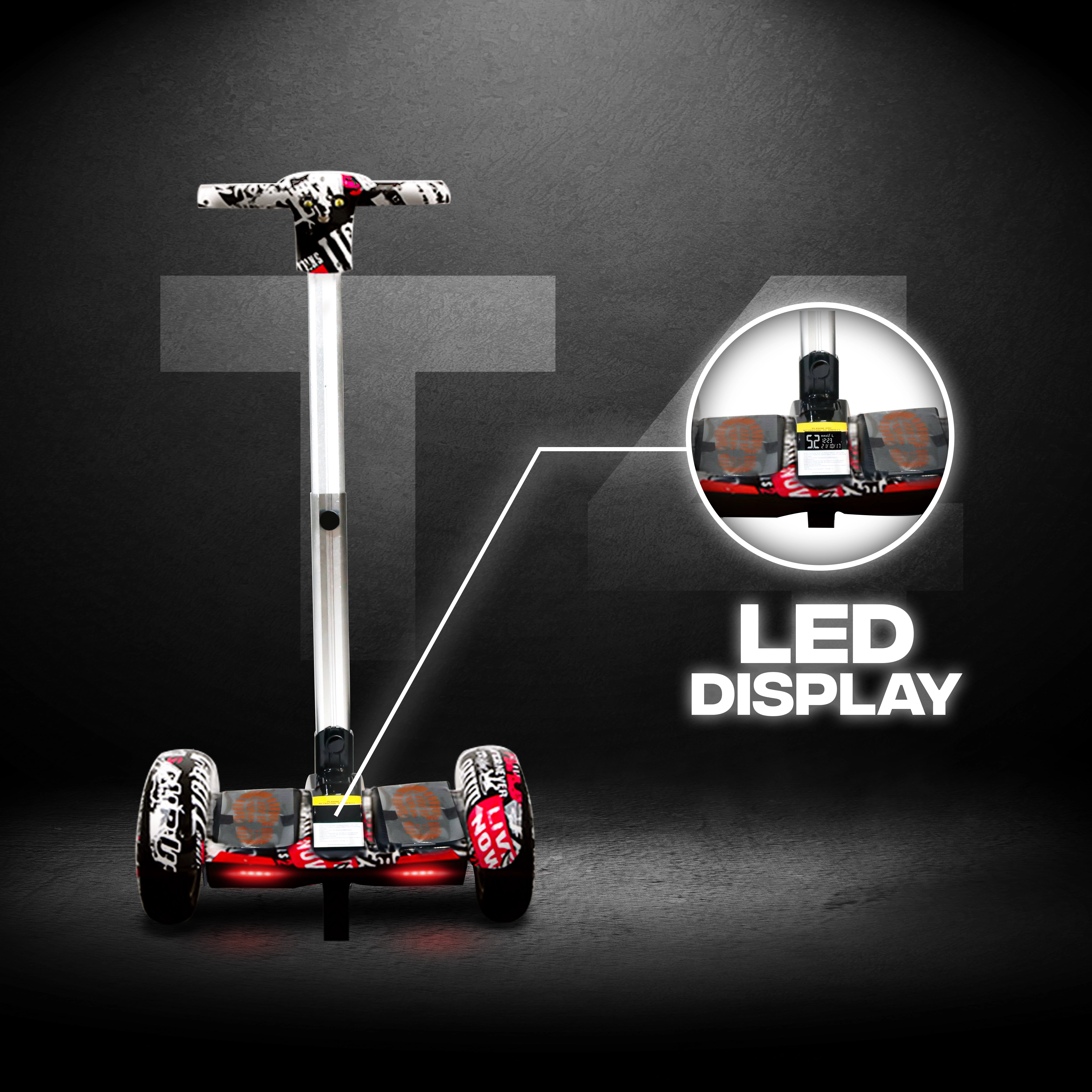 TYGATEC T4 Self Balancing Hoverboard with Handle (white multi)