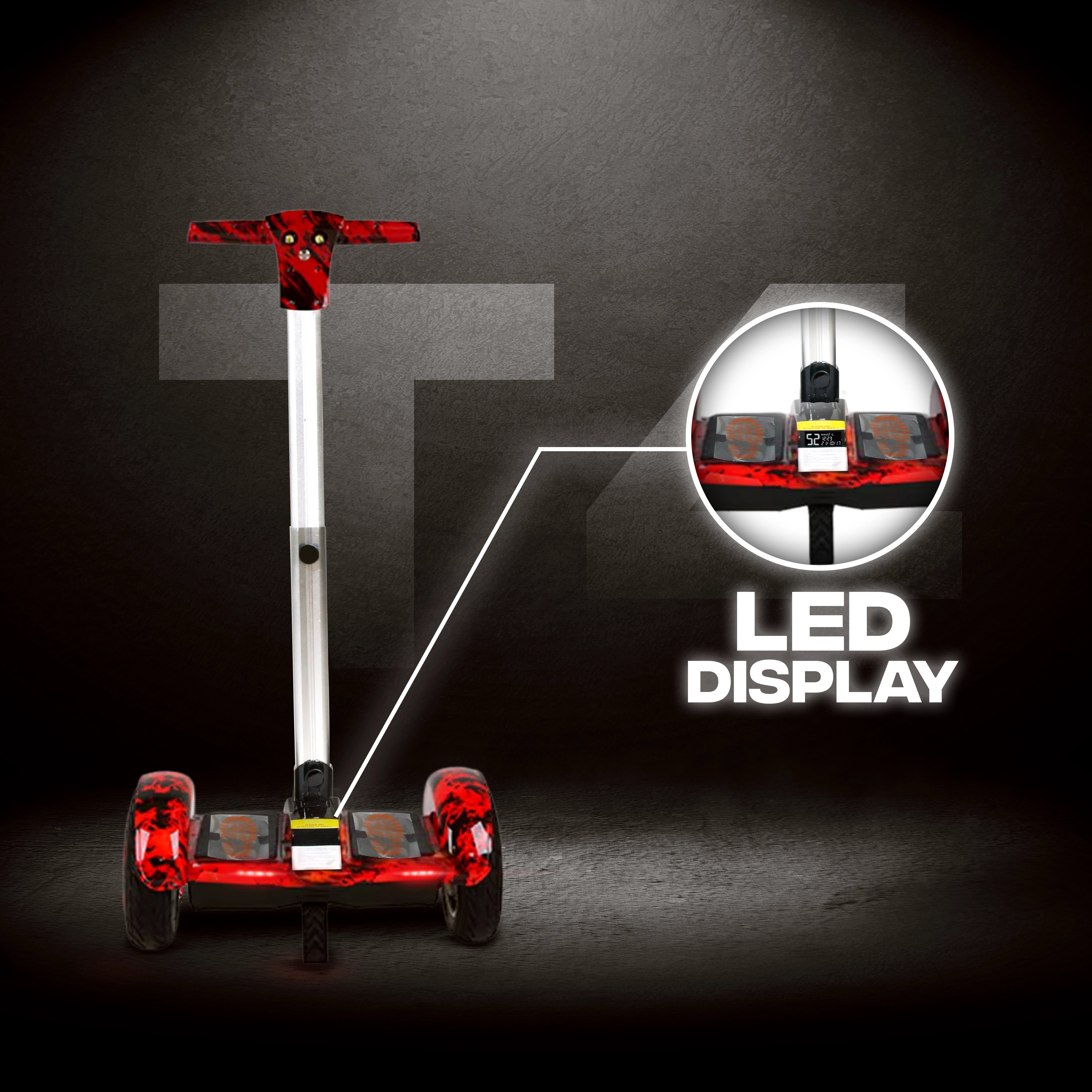 TYGATEC T4 Self Balancing Hoverboard with Handle (Red Fire)