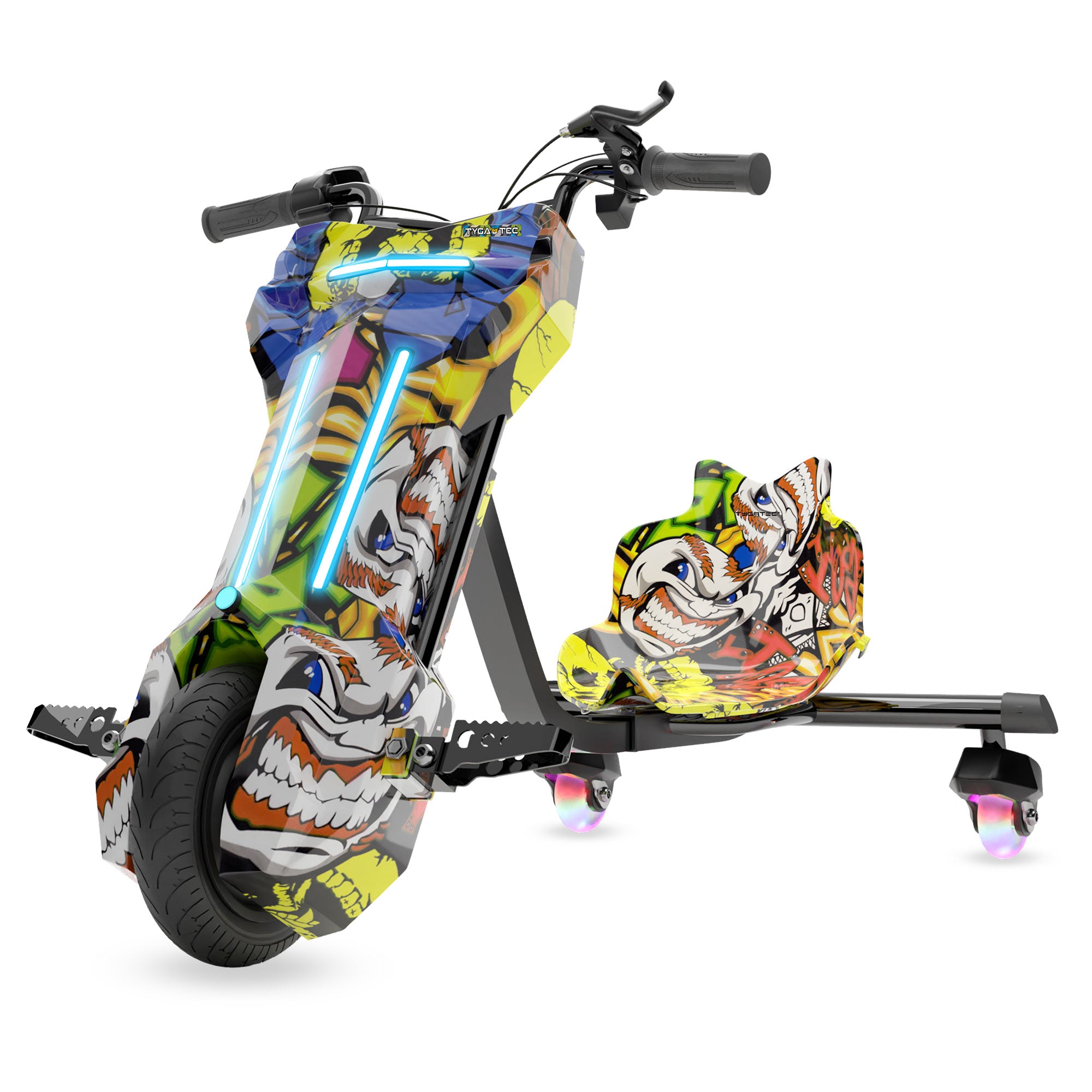 TYGATEC T9 3 WHEEL ELECTRIC 360 DRIFTER FOR KIDS AND ADULTS WITH LED LIGHT AND BLUETOOTH (Extreme Ed-hardy color)