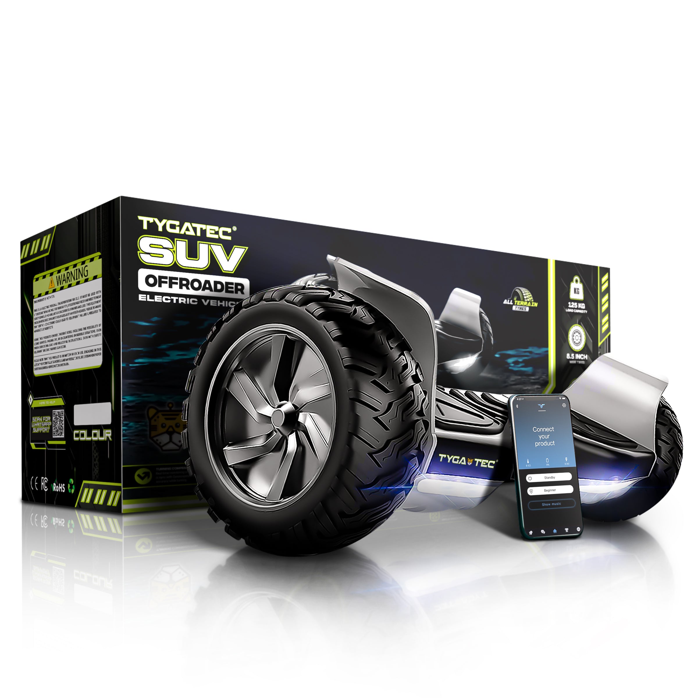 TYGATEC T6 + Off-Road SUV Hoverboard APP CONNECTIVITY (Black Color)