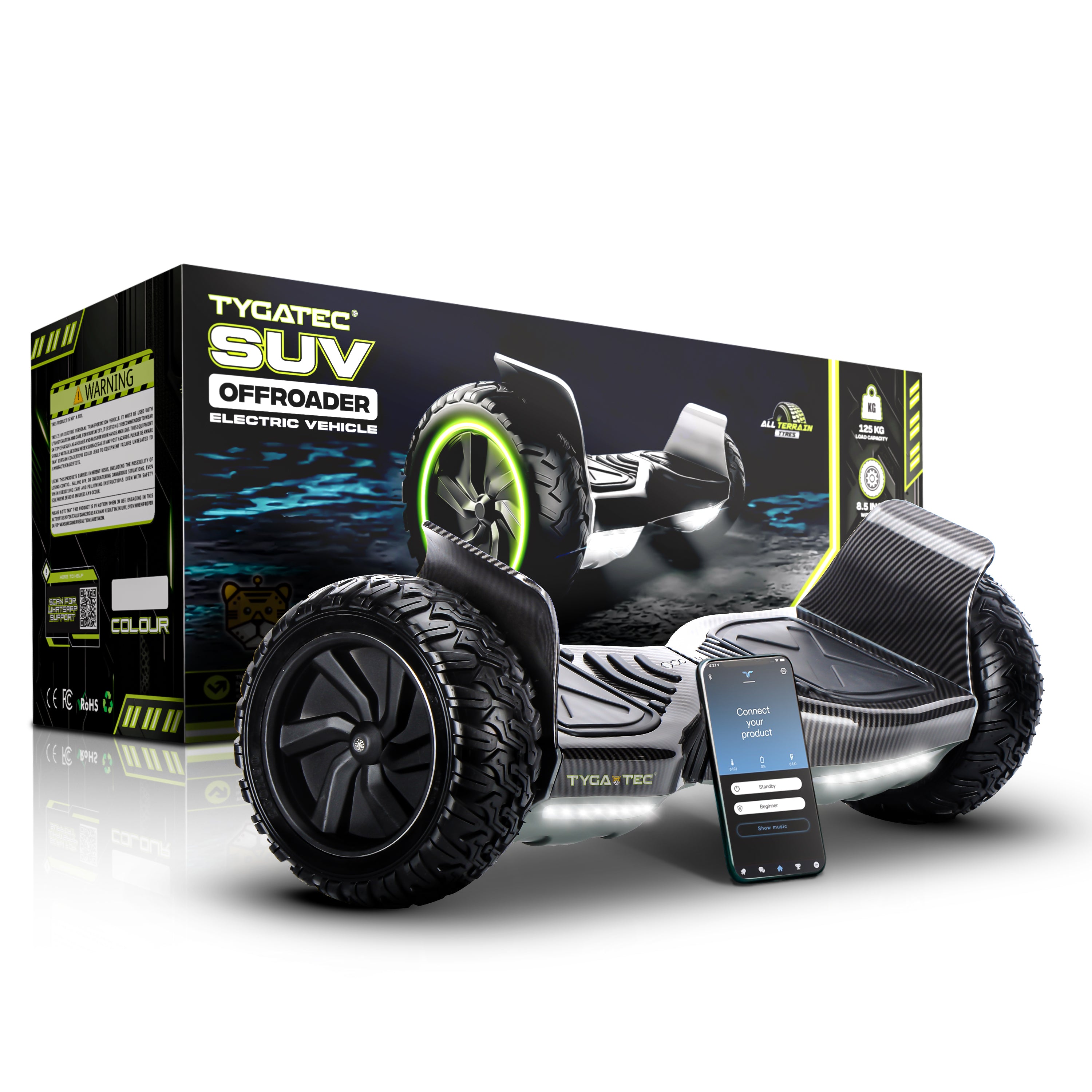 TYGATEC T6 + Off-Road SUV Hoverboard APP CONNECTIVITY (Carbon Black)