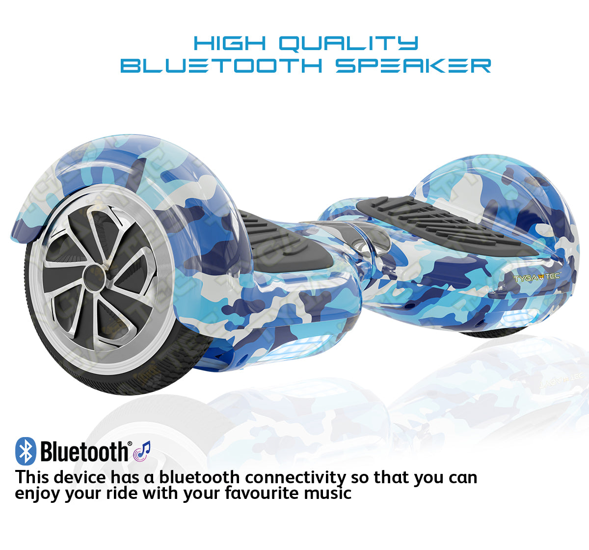 Tygatec T1 ECO - Self Balancing Electric Hoverboard (Military Blue)
