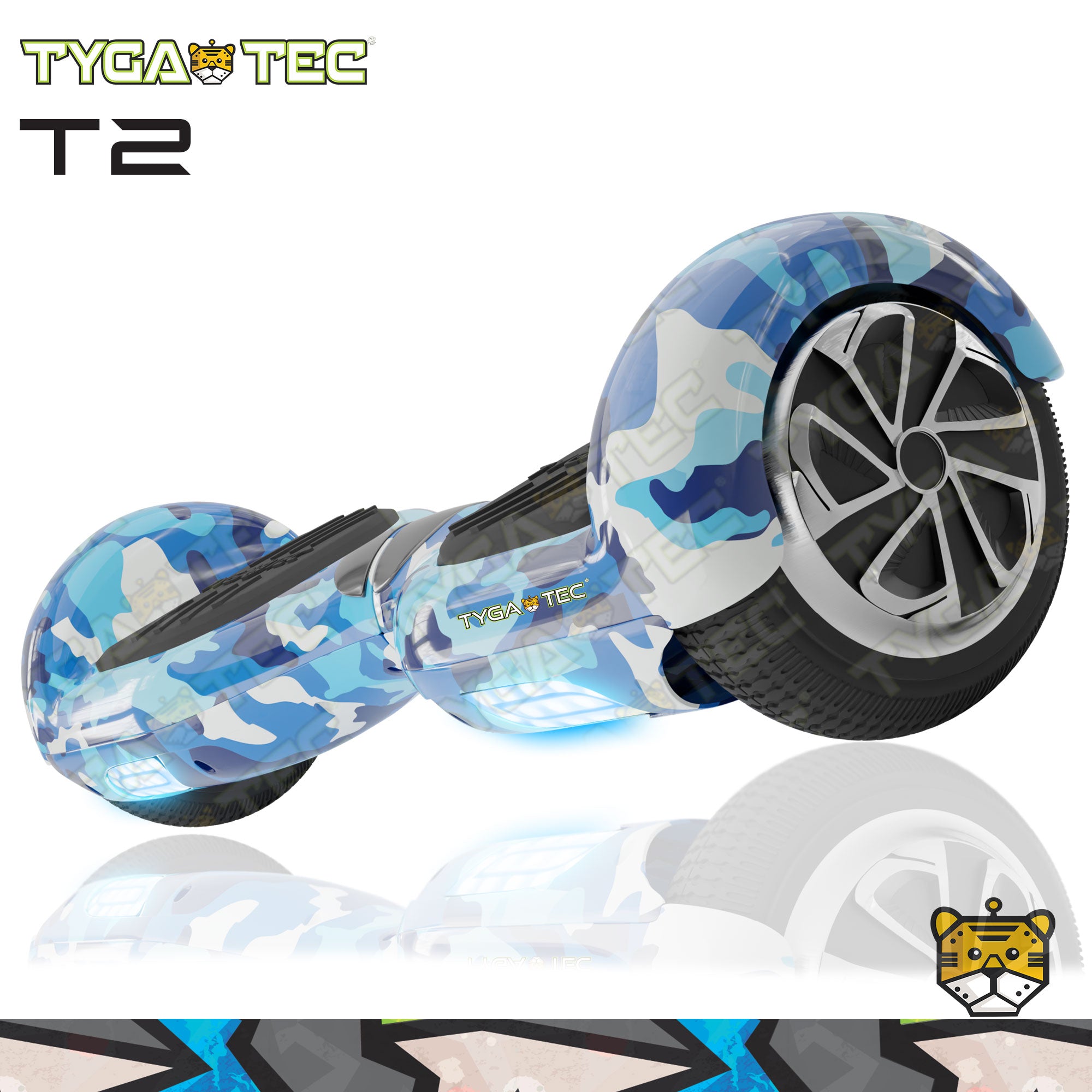 TYGATEC T2 + Auto Balancing Hoverboard App Connectivity - Military Blue